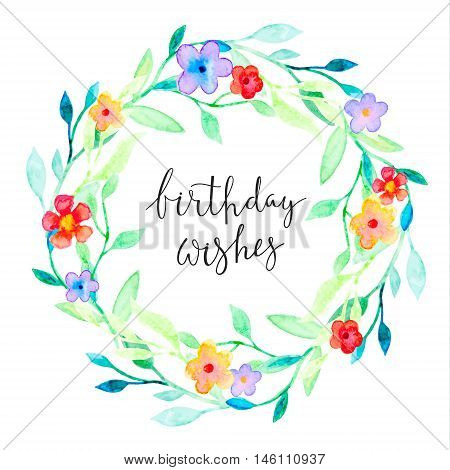 Greeting card with a floral frame and hand-written text
