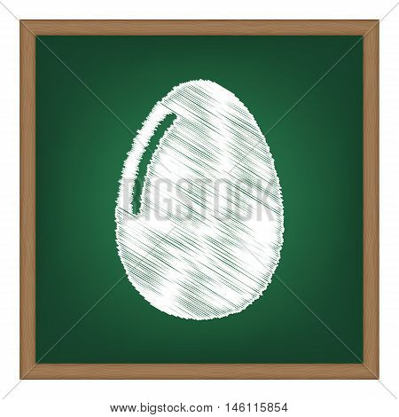 Chiken Egg Sign. White Chalk Effect On Green School Board.