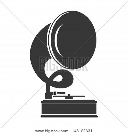 gramophone vynil musical device. retro music object. vector illustration