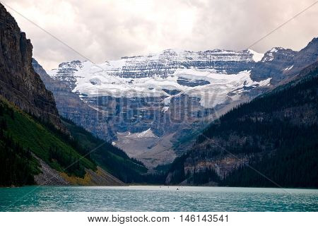 Glacier and apine lake. Banff National Park. Rocky Mountains. Alberta. Canada.