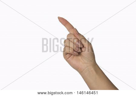 Closeup shot of a woman hand isolated on white background. Close up hand with the palm up receiving or holding something. Girl's hand open.