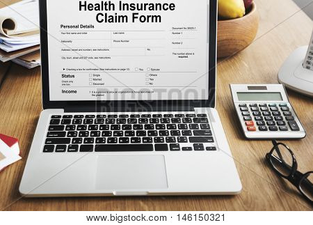 Health Benefits Claim Benefits Form Concept