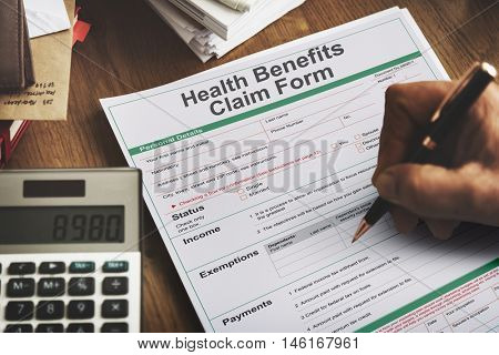 Health Benefits Claim Benefits Form Concept
