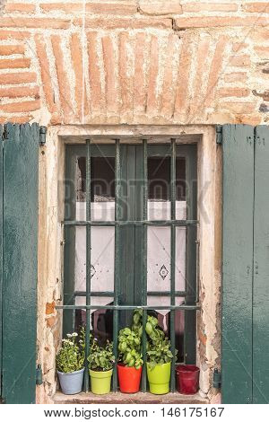 Window Detail In A Colliure In The South Of France