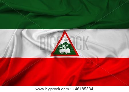 Waving Flag of Joao Neiva Brazil, with beautiful satin background. 3D illustration