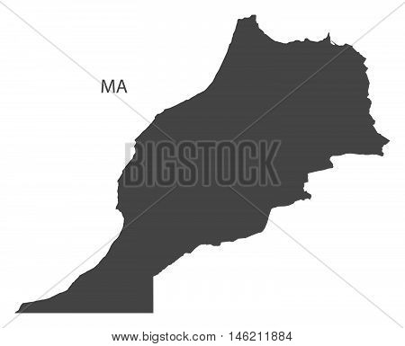 Morocco grey map isolated vector high res