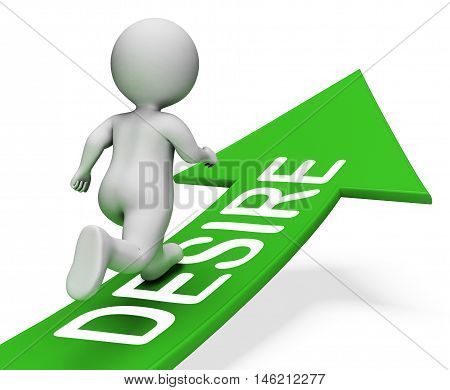 Desire Arrow Represents Yearning Hopes 3D Rendering
