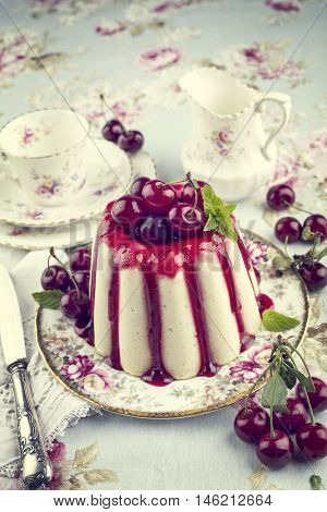 Cherry Chessecake on Plate