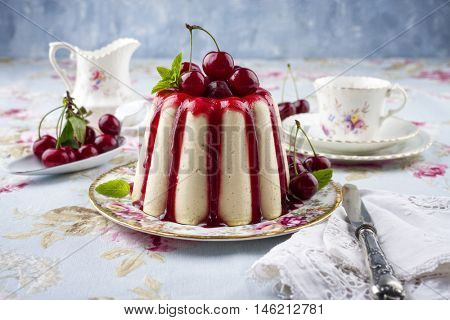 Cherry Cheesecake on Plate