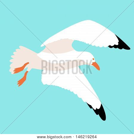 seagull in flight vector illustration style Flat sky