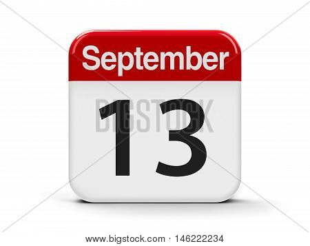Calendar web button - The Thirteenth of September three-dimensional rendering 3D illustration