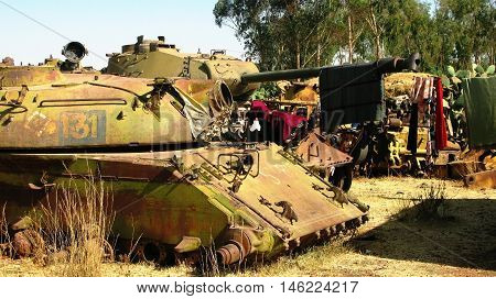 Tank and other war vehicles Cemetery in the Asmara Eritrea