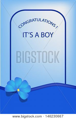 it's a boy blue greeting card with flower