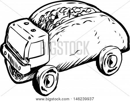 Single Beef Taco Dump Truck Sketch