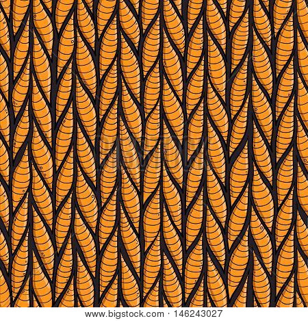 Stylized stripes worms or leeches seamless vector pattern for Halloween decoration textile and background. orange colors. Ugly monsters pattern.