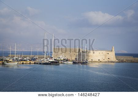 Heraklion harbout and venetian castle Crete Greece