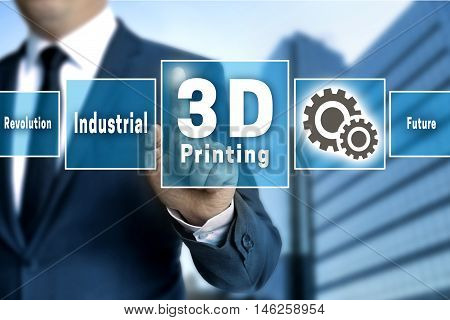 3D Printing Touchscreen Is Operated By Businessman