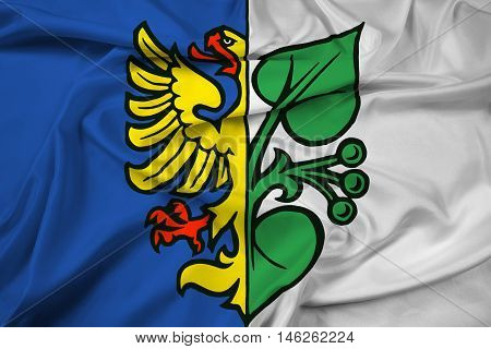 Waving Flag of Karvina Czechia, with beautiful satin background