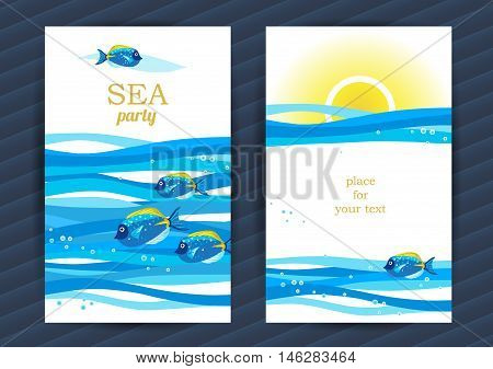 Summer Holidays Cards With Sea Elements.
