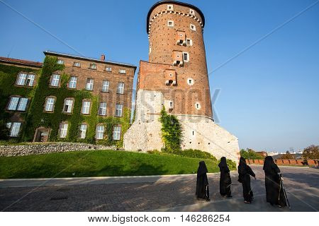 KRAKOW, POLAND - SEP 7, 2016: On-site Wawel Royal Castle, residency built at the behest of King Casimir III the Great, reigned 1333-1370. The most historically and culturally important site in Poland.