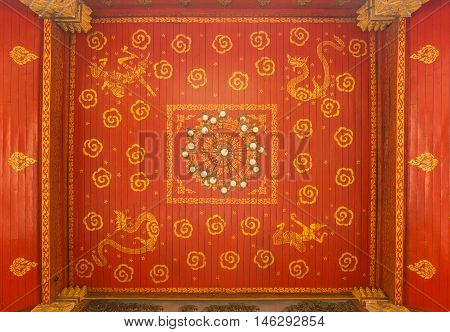 Thai style art ornament red pattern background