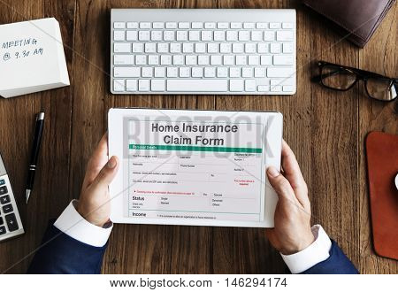 Home Insurance Claim Form Document Refund Concept