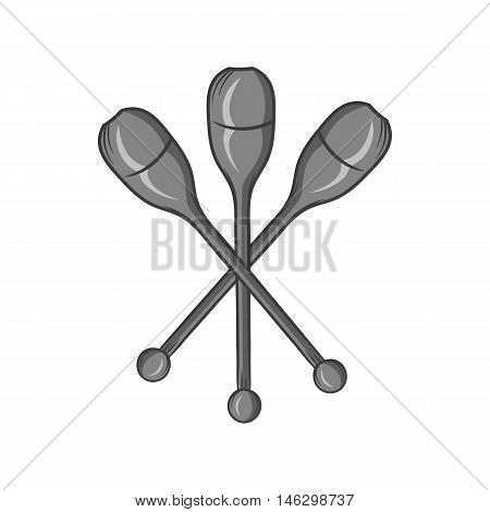 Devil sticks icon in black monochrome style isolated on white background. Entertainment symbol vector illustration