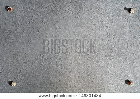 wet brass nailed four rusty nails in corners
