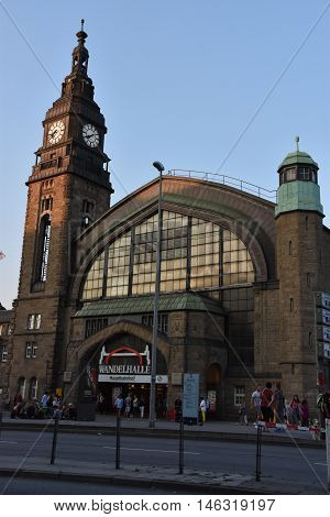 HAMBURG, GERMANY - AUG 25: Hauptbahnhof in Hamburg, Germany, as seen on Aug 25, 2016. It is the main railway station in the city, the busiest in the country and the second busiest in Europe.
