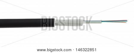 Fiber Optic Cable Detail Isolated On White