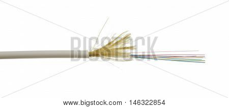 Fiber Optic Cable Detail Isolated On White