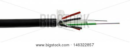 Fiber Optic Cable Detail Isolated On White