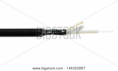 Fiber Optic Cable Detail Isolated On White