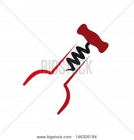 Vector sign wine and corkscrew, isolated illustration