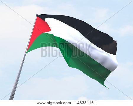 Palestineflag flying on clear sky. 3d rendering