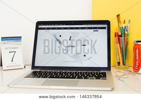 Paris France - Sep 8 2016: Apple Computers Website On Macbook Pro Retina In A Geek Creative Room Env