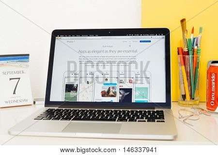 Paris France - Sep 8 2016: Apple Computers Website On Macbook Pro Retina In A Geek Creative Room Env