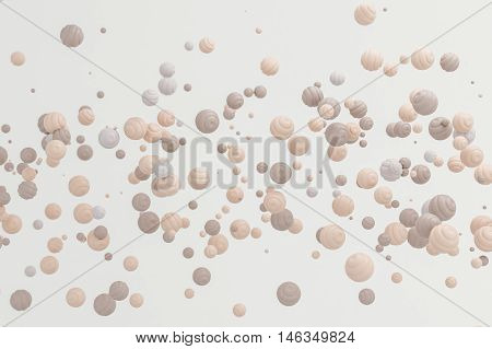 Abstract pastel cream skin background modern shape object float in the airblowing particle 3d rendering