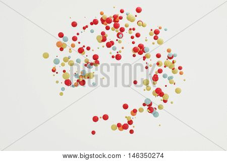Abstract pastel background modern shape object float in the airblowing particle circle round shape 3d rendering