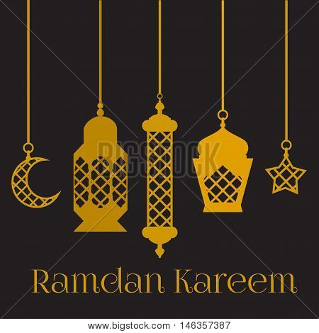 Ramadan Kareem - Islamic Holy Nights, Theme Design background, Ramadan latern, saint fest, arabian and turk religion culture set
