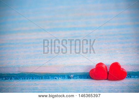 Valentines Day Background With Fabric Valentine Heart On Grunge Wood Table.retro Filter