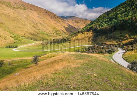 Winding Valley Road On The Way To Moke Lake