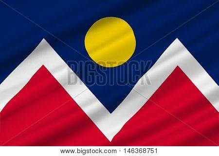 Flag of Denver is the capital of Colorado state United States. 3D illustration
