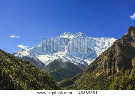 Sunrise In Upper Pisang, View Of The Annapurna Range