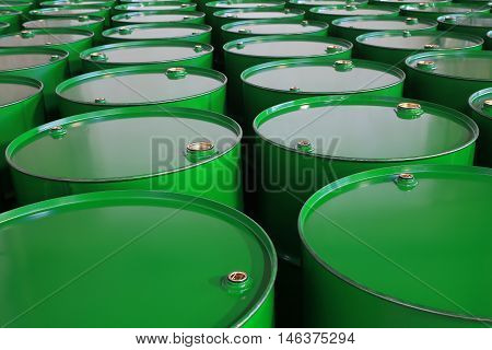 the a metal barrels of green color