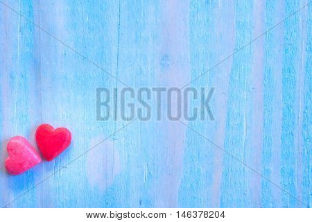 Valentines Day Background With Shugar Valentine Heart On Blue Painted Wood Table.retro Filter