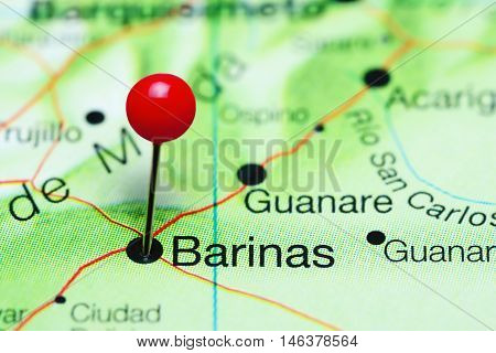Barinas pinned on a map of Venezuela