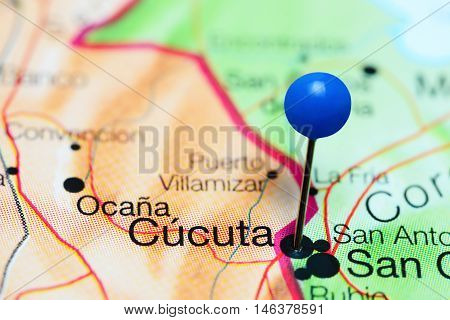 Cucuta pinned on a map of Venezuela