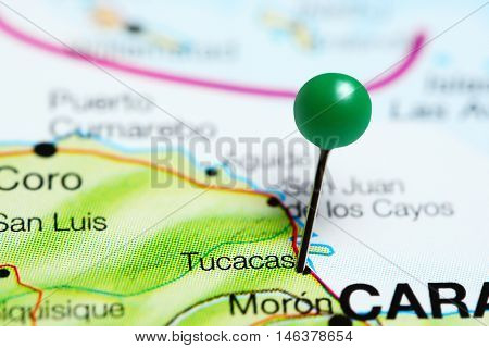 Tucacas pinned on a map of Venezuela