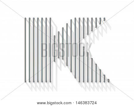 Silver, Steel Wire Font. Letter K